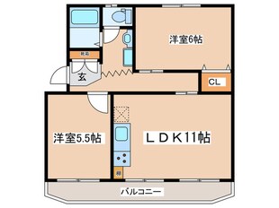 鴨宮ハイツ（305）の物件間取画像